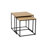 TABLE BASSE DUO BOIS CARRÉE SUPPORT METAL NOIR