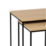 TABLE BASSE DUO BOIS CARRÉE SUPPORT METAL NOIR