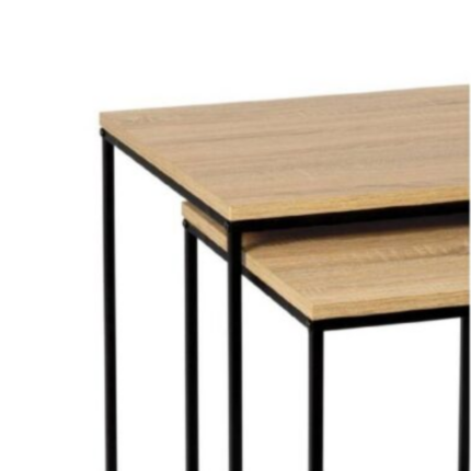 TABLE BASSE DUO BOIS CARRÉE SUPPORT METAL NOIR