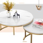 TABLE BASSE DUO CLIO CHIC  EN CARILLAGE BLANC SUPPORT