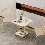 TABLE D'APPOINT LUXURY 2 NIVEAUX CARREE EN MARBRE BLANC