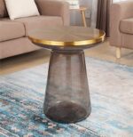 TABLE D'APPOINT NORDIQUE ACIER ET VERRE GRIS