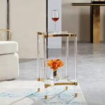 TABLE DE PRESENTATION CARRE DOREE VERRE NOIR