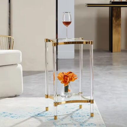 TABLE DE PRESENTATION CARRE DOREE VERRE NOIR