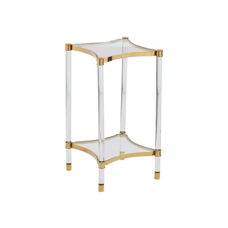 TABLE DE PRESENTATION CARRE DOREE VERRE NOIR
