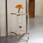 TABLE DE PRESENTATION CARRE DOREE VERRE NOIR