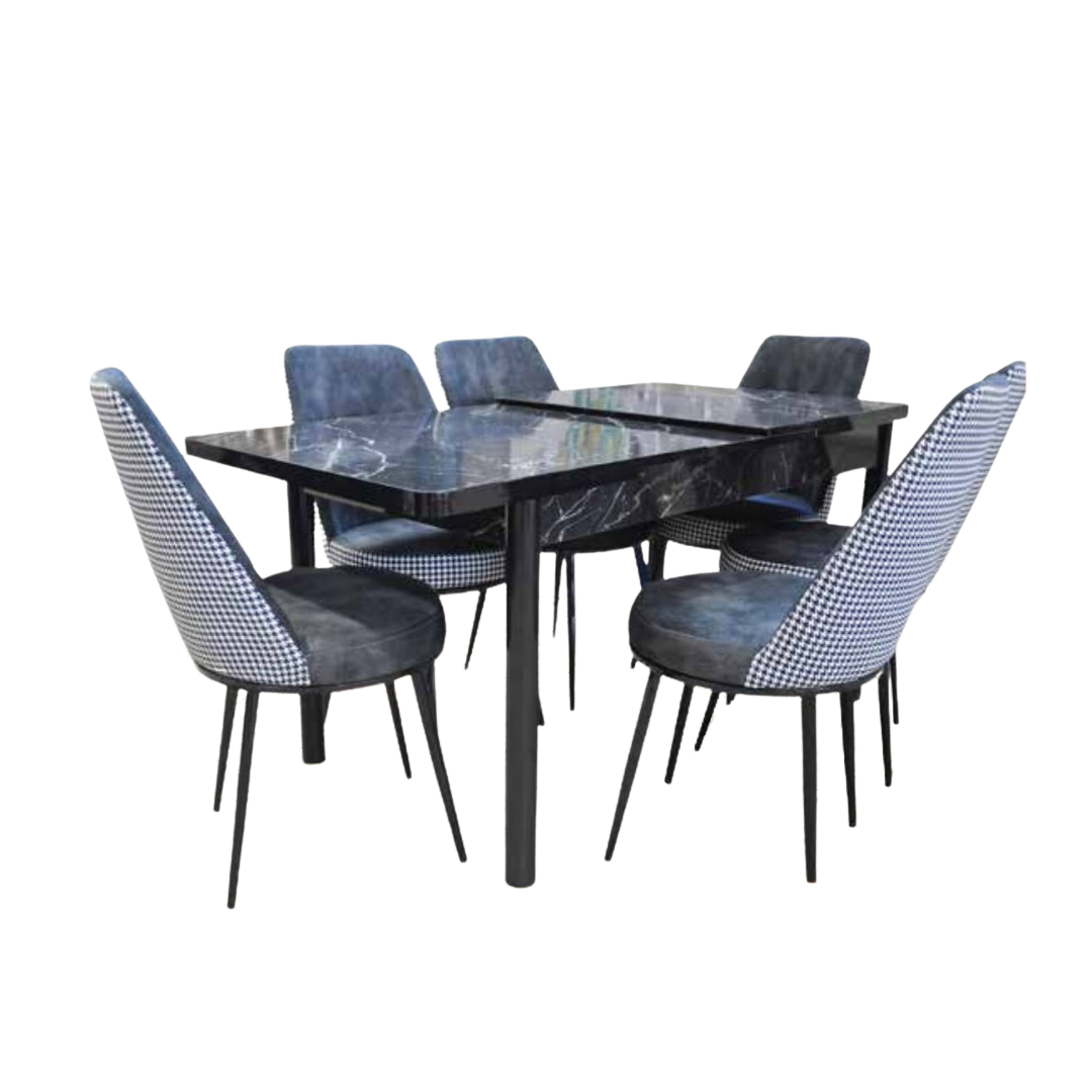 TABLE EXTENSIBLE EFFET MARBRE + 6 CHAISES TABLE EXTENSIBLE EFFET MARBRE + 6 CHAISES