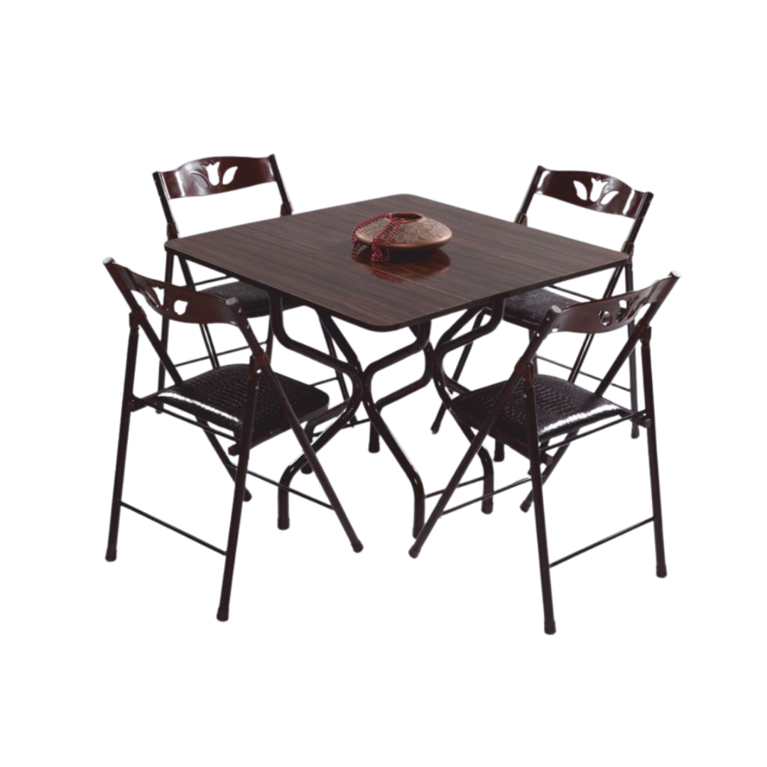 TABLE PLIABLE CARRE + 4 CHAISES MARRON TABLE PLIABLE CARRE + 4 CHAISES MARRON