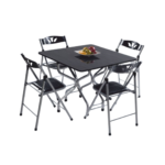 TABLE PLIABLE CARRE + 4 CHAISES NOIR