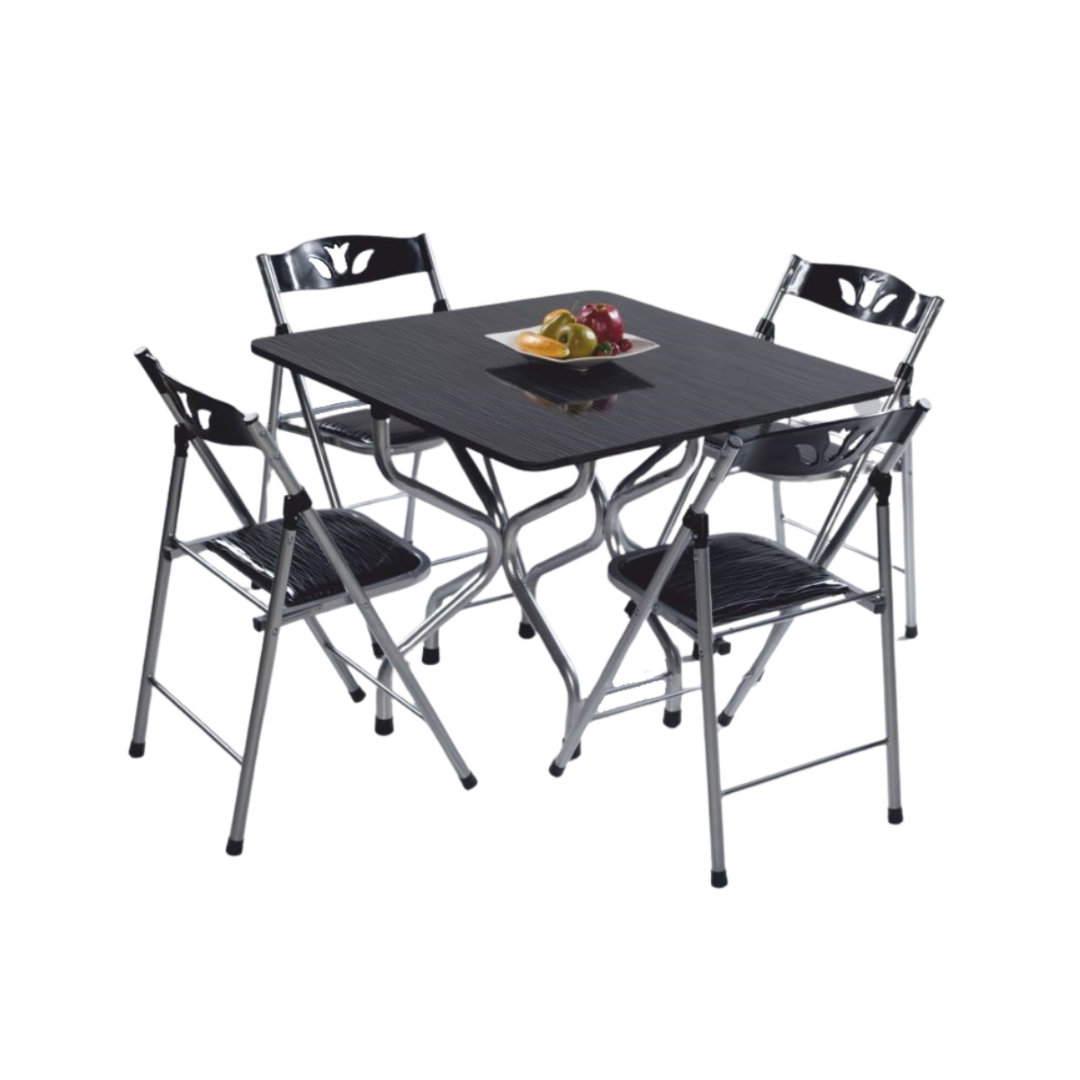 TABLE PLIABLE CARRE + 4 CHAISES NOIR TABLE PLIABLE CARRE + 4 CHAISES NOIR