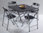 TABLE PLIABLE CARRE + 4 CHAISES NOIR