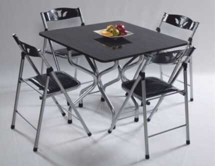 TABLE PLIABLE CARRE + 4 CHAISES NOIR