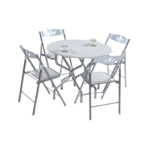 TABLE PLIABLE RONDE + 4 CHAISES BLANC