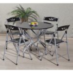 TABLE PLIABLE RONDE + 4 CHAISES NOIR