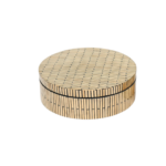 TAY BOITE ROND EN BAMBOU MOTIF LIGNES NOIR GF 25x8CM