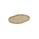 TAY PLATEAU OVAL  EN BAMBOU   MOTIF LIGNES NOIR PF