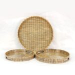 TAY PLATEAU ROND  EN BAMBOU  OTIF LIGNES NOIR 45x6 cm