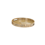 TAY PLATEAUROND EN BAMBOU MOTIF LIGNES NOIR 35x4 CM