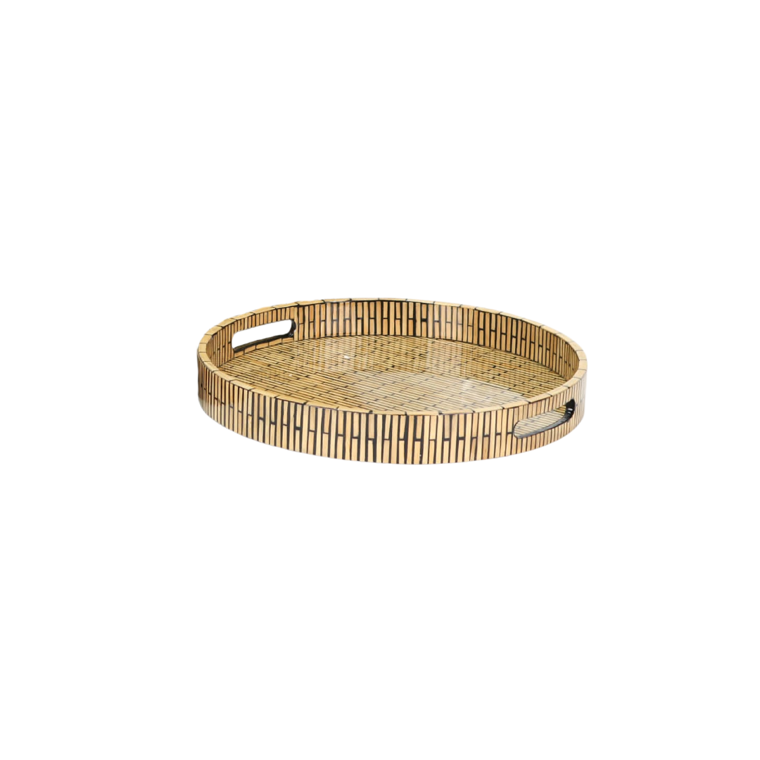 TAY PLATEAUROND EN BAMBOU MOTIF LIGNES NOIR 35x4 CM TAY PLATEAUROND EN BAMBOU MOTIF LIGNES NOIR 35x4 CM