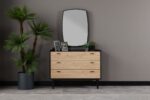 TETA  PACK  LIT 160X200 AVEC RANGEMENT + 2 CHEVETS + COMMODE + MIROIR NOIR