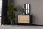 TETA  PACK  LIT 160X200 AVEC RANGEMENT + 2 CHEVETS + COMMODE + MIROIR NOIR