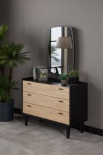 TETA  PACK  LIT 160X200 AVEC RANGEMENT + 2 CHEVETS + COMMODE + MIROIR NOIR