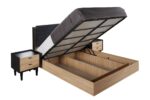TETA  PACK  LIT 160X200 AVEC RANGEMENT + 2 CHEVETS + COMMODE + MIROIR NOIR