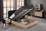 TETA  PACK  LIT 160X200 AVEC RANGEMENT + 2 CHEVETS + COMMODE + MIROIR NOIR