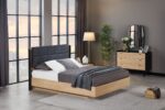 TETA  PACK  LIT 160X200 AVEC RANGEMENT + 2 CHEVETS + COMMODE + MIROIR NOIR