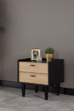TETA  PACK  LIT 160X200 AVEC RANGEMENT + 2 CHEVETS + COMMODE + MIROIR NOIR