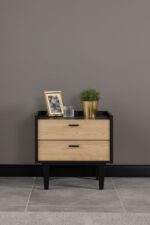 TETA  PACK  LIT 160X200 AVEC RANGEMENT + 2 CHEVETS + COMMODE + MIROIR NOIR