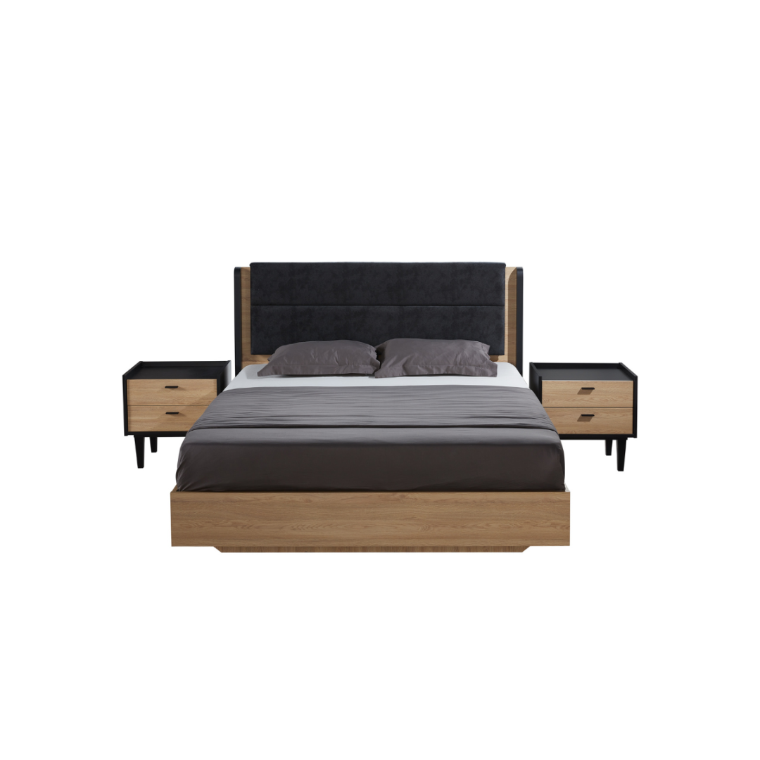 TETA PACK LIT 160X200 AVEC RANGEMENT + 2 CHEVETS + COMMODE + MIROIR NOIR TETA PACK LIT 160X200 AVEC RANGEMENT + 2 CHEVETS + COMMODE + MIROIR NOIR