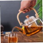 THÉIÈRE EN VERRE 1L  AVEC MANCHE BOIS