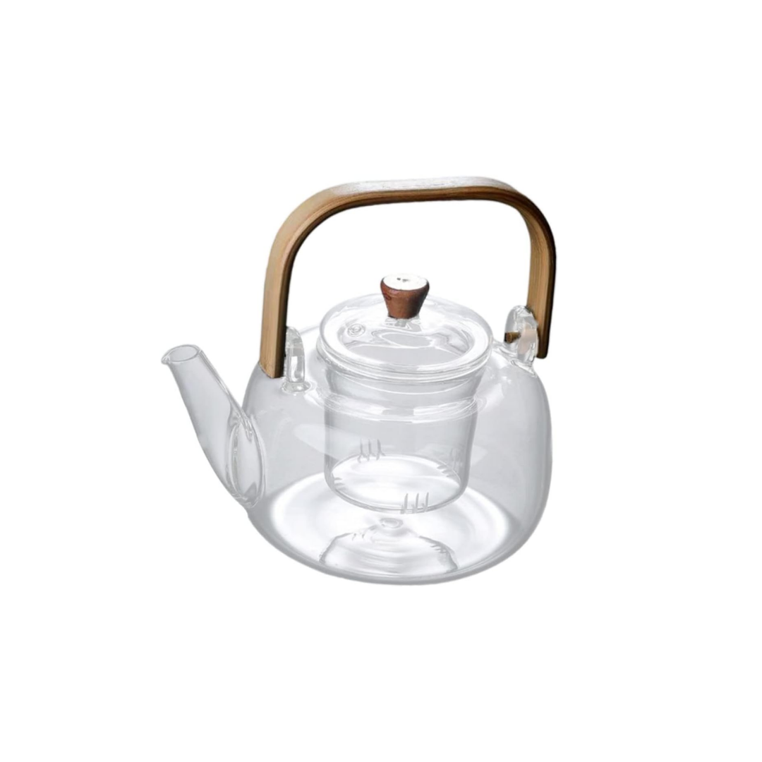 THÉIÈRE EN VERRE 1L AVEC MANCHE BOIS THÉIÈRE EN VERRE 1L AVEC MANCHE BOIS