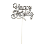 TOPPER DE GÂTEAU HAPPY BIRTHDAY ARGENTE
