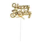 TOPPER DE GÂTEAU HAPPY BIRTHDAY  DOREE