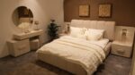 TRAVERTA PACK LIT +2 CHEVETS+2 LAMPES AVEC USB+COMMODE+ MIROIR - 180X200