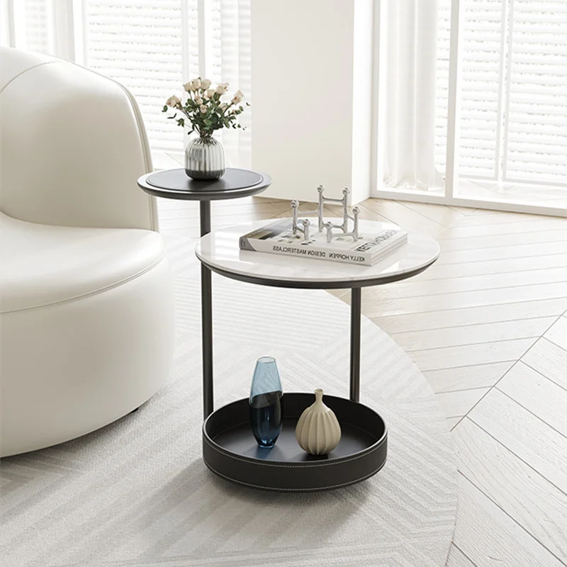 TRES TABLE D'APPOINT 3 NIVEAU MARBRE BLANC ET NOIR