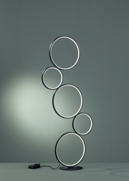 TRIO LAMPADAIRE RONDO LED METAL NOIR A PEDALE H115X47CM