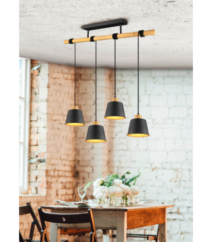 TRIO SUSPENSION HARRIS METAL TAPIS NOIR INT DOR BOIS/N L 87CM