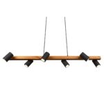 TRIO SUSPENSION MARLEY  METAL TAPIS NOIR SOCLE EN BOIS 115CM