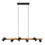 TRIO SUSPENSION MARLEY  METAL TAPIS NOIR SOCLE EN BOIS 115CM