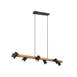 TRIO SUSPENSION MARLEY  METAL TAPIS NOIR SOCLE EN BOIS 115CM