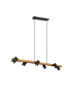 TRIO SUSPENSION MARLEY  METAL TAPIS NOIR SOCLE EN BOIS 115CM