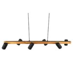 TRIO SUSPENSION MARLEY  METAL TAPIS NOIR SOCLE EN BOIS 115CM