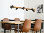 TRIO SUSPENSION MARLEY  METAL TAPIS NOIR SOCLE EN BOIS 115CM