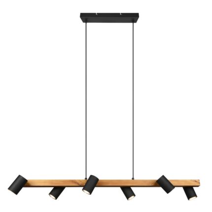 TRIO SUSPENSION MARLEY  METAL TAPIS NOIR SOCLE EN BOIS 115CM