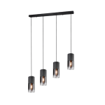 TRIO SUSPENSION ROBIN METAL NOIR MAT 4XE27 VERR FUME L80
