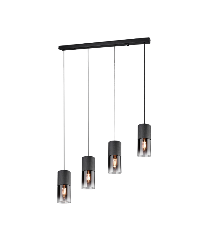 TRIO SUSPENSION ROBIN METAL NOIR MAT 4XE27 VERR FUME L80 TRIO SUSPENSION ROBIN METAL NOIR MAT 4XE27 VERR FUME L80