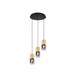 TRIO SUSPENSION ROBIN METAL TAPIS 3XE27 LAITON VERR FUME 37CM